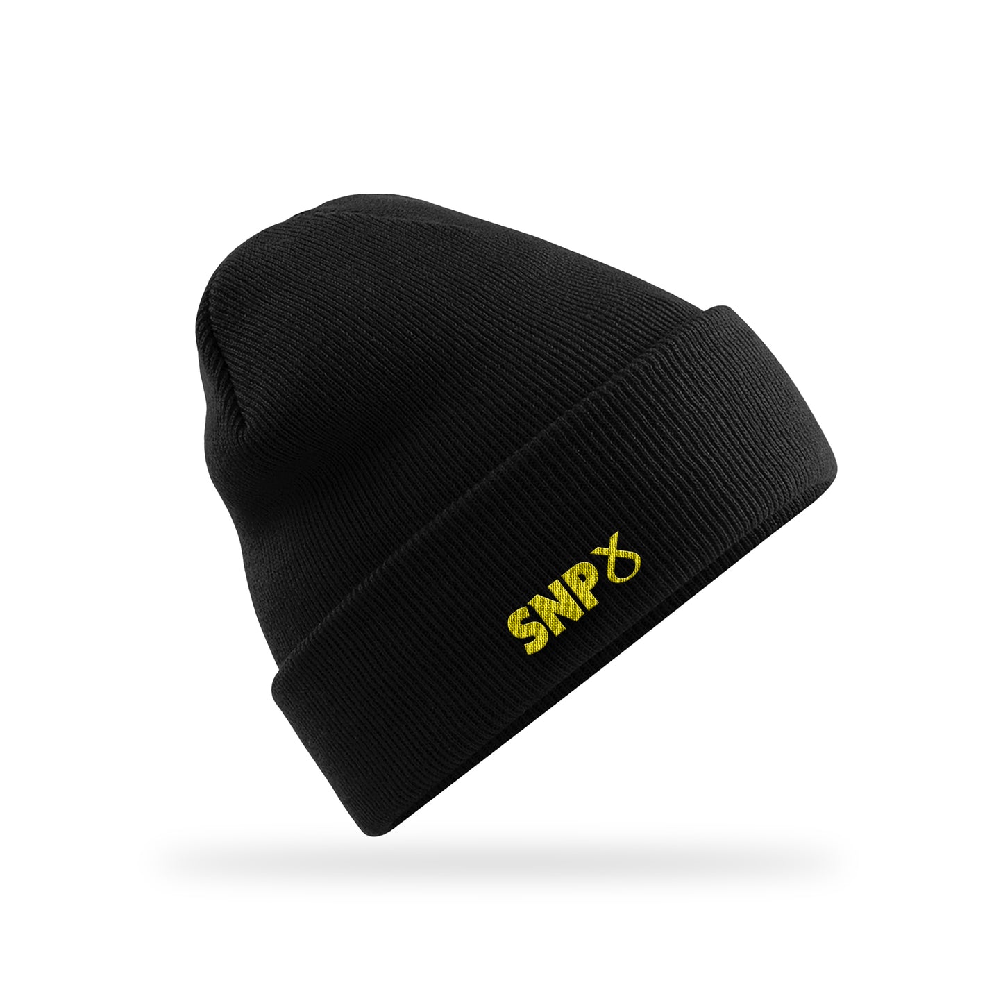 Black Embroidered Beanie Hat