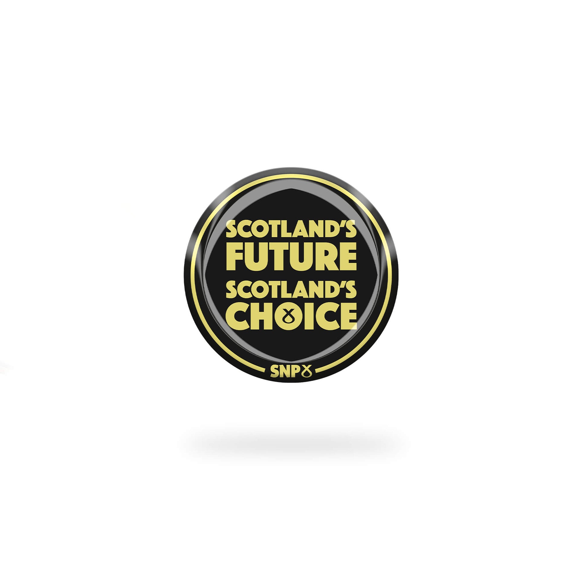 Button Badge Scotland's Future Black SNP