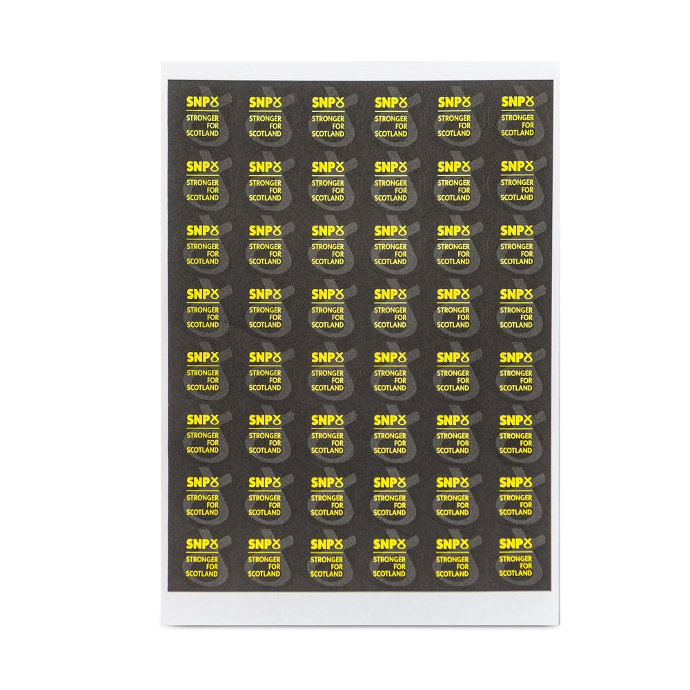 SNP Lapel Stickers B - Stronger For Scotland (Sheet of 48)