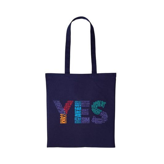 Navy YES Word Collage Cotton Shopper - SNP Store