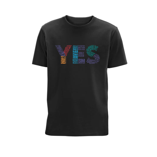 Yes Word Collage Organic Cotton T-Shirt - Black - SNP Store